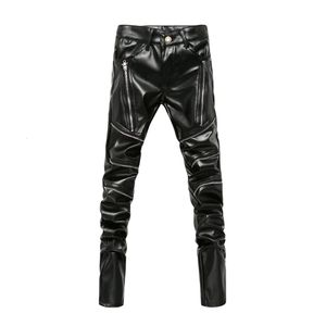 Arrived Personality Male Leather Pants Male Slim Leather Pants Men's Clothing PU Pants Male 240122