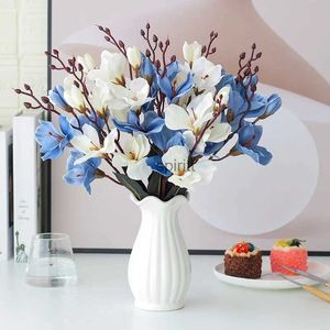 Falso floral vegetação 5 garfos 20 cabeças simulação buquê magnólia decoração para casa flor fotografia adereços casamento yq240125