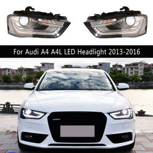 For Audi A4 A4L LED Headlight Assembly 13-16 Daytime Running Light Streamer Turn Signal High Beam Angel Eye Projector Lens Front Lamp