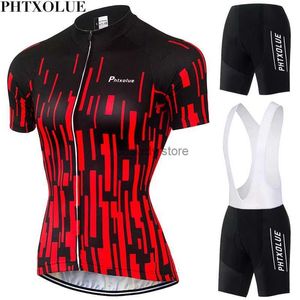 Męskie dresy męskie Phtxolue Women Team Cycling Cylling Contring Black Red Breathab Rower Rower zużycie Maillot Ciclismo Jersey Cycling Set QY0340H24125