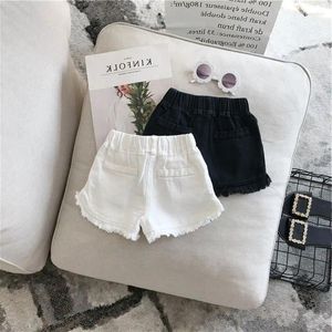 Shorts barnkläder sommar solid färg koreanska byxor flickor avslappnade vita jeans småbarn barn baby