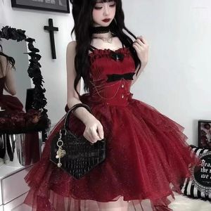 Abiti casual Dark Gothic Lolita JSK Mini abito Set Donna Romantico Cielo stellato Shinnig Princess Fairy Sweet Bow Suspender Party