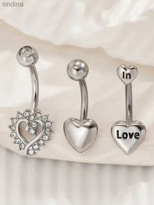 Navelklockknappringar 1 st Clear Heart Shaped Belly Button Rings CZ 316L Kirurgiskt rostfritt stål Belly Rings Letter Navel Rings Belly Piercing Smycken YQ240125