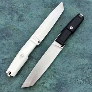 New T4000S Survival Straight Knife N690 Titanium Coating Tanto Blade Full Tang Rubber Plastic Handle Fixed Blade Knives with Nylon Sheath