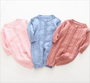 Baby Sweater Rompers Kids Solid Knitted Jumpsuits Infant Cotton Plain Onesies Boutique Newborn Fashion Bodysuits Toddle Climb Clot6478722