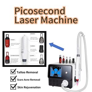 Macchina per la rimozione del tatuaggio laser a picosecondi e laser Yag per il viso Rimozione delle sonde termoretraibili per pigmenti laser Pico Sbiancamento 5 in 1 Attrezzatura di bellezza