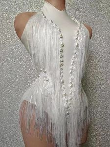 Stage Wear Strass Paillettes Nappa Body Donna Nightclub Outfit Cantante Ballerino Costume Sexy Compleanno Poshoot Body