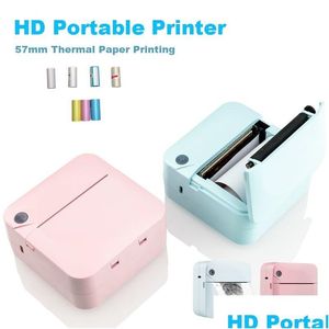 Printers Fun Print Portable Thermal Self Adhesive Stickers Po Printer Hd Mini Bluetooth 57 25Mm Supplies 2D Label Maker For Phone Drop Ot4S6