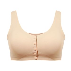 Kostymtillbehör 2086 Ice Silk Vest Postoperativ Silicone BH underkläder Kvinnor Fake Breast Resection Front Button Stor storlek