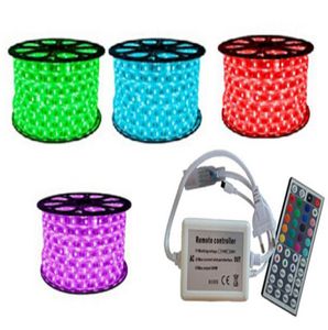 20M 220V RGB LED -remslampa 5050 SMD ROPE LIGHT FÖR UTOMOR GARDEN STREET LIGHING DECORATION Vattentät IP67 44 Keys Remote Con7927819