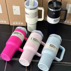 Mugs New 40oz Tumbler Cups With Handle Insulated Lids and Straw Stainless Steel Tumblers Coffee Termos Cup G0125