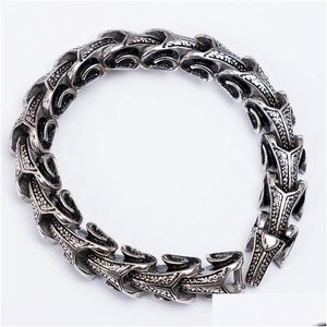 Chain Cool 14K White Gold Dragon Grain Chain Man Bracelet For Men Punk Keel Mens Boys Bracelets Bangles Jewellery Mannen Armband Drop Dhsoj