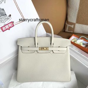 Genuine Leather Handbag Bk Handmade Wax Line Bag Original Togo Skin 25/30/35 Platinum/silver Buckle
