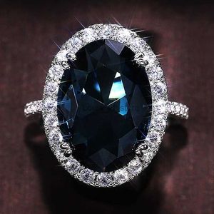 Anéis de casamento encantador azul cz feminino anéis acessórios de festa de casamento bling gracioso nupcial eternidade anel na moda jóias atacado r6430h240125