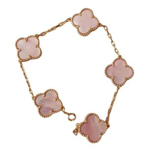 Van-Clef & Arpes Bracelet Designer Luxury Fashion Women Original Quality V Gold Four Leaf Grass Pink Shellfish Five Flower 925 Silver Is Not Afraid Of Fading