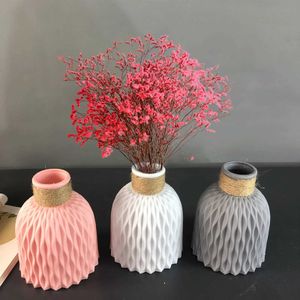 2PCS Vases Flower Vase Decoration Home Plastic Vase Imitation Ceramic Flower Pot Flower Basket Nordic Decoration Vases For Flowers #t1p