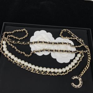 Belt chain Diamond Fashion Long Pearl Necklaces For Woman Beaded Letter Chain Necklace Luxury Designer Necklace Gift Jewelry Supply