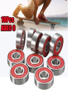 10x ABEC9 608 2RS Sline Roller Paten Tekerleği Yatağı Antirust Kaykay Tekerleği Yatak Kırmızı Contalı 8x22x7mm Şaft1642556