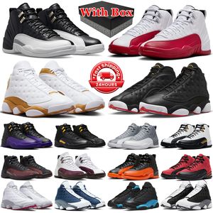 Med Box 12S 13s Jumpman Basketball Shoes Men 12 Cherry Field Purple Royalty Taxi Indigo 13 Playoffs Wheat Black Flint University Blue Mens Trainers Sports Sneakers