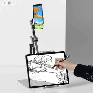 Tablet PC Stands Tablet PC Stands Foldble Tablet Stand Telefonhållare 2 i 1 Desk Mount för iPad Pro12.9 Mipad Matepad Xiaoxin Pad Graphic Tablet YQ240125