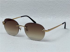 Neue Mode Herren Sonnenbrille rund Retro-Rahmen 0028 Metall Tier randlose Brille moderne Vintage beliebte Design Brillen Top-Qualität