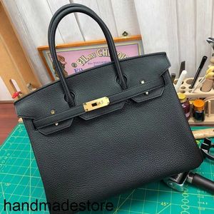 Genuine Leather Bk Bag Platinum Designer Handbags Family Pure Wax Thread Togo Cow 30 Lychee Pattern Bk25swift Women's Handbag Handmade
