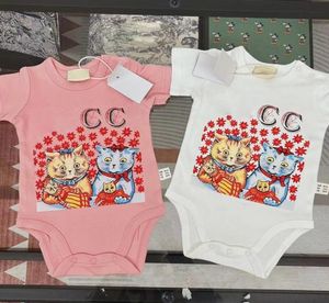 Rompers Baby Girls One Piece Jumpsuits Cotton Clothes Boy Bodysuits Nyfödd kort ärm tryckt Björn Lyxdesigner bär spädbarn 3128103