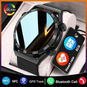 Akıllı Saatler NFC Smart Watch Erkekler Tam Dokunmatik Ekran Bluetooth Çağrı GPS Track Pusula IP68 Kalp Hızı EKG 1.5 inç Akıllı Saati Android YQ240125