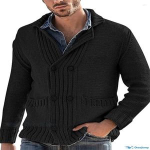 Maglioni da uomo Autunno/Inverno Moda Maglieria stile euro-americano Capispalla da uomo Risvolto Doppio petto Maglione cardigan spesso allentato