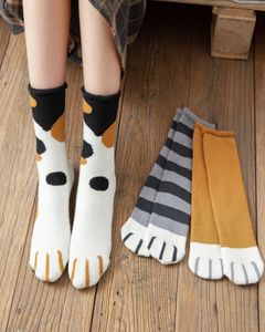 Ny Autumn Winter Cat Paw Cartoon Mönster Series Cotton Ladies Socks Rolig söt stil på julklappen för kvinnor2671442