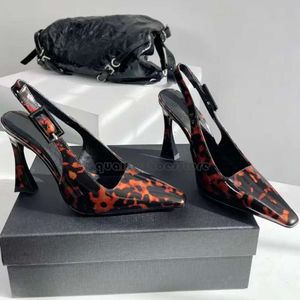 Spiegelgesichts-Slingback-Pumps aus echtem Leder für Damen, spitze Zehen, Geometrie, Stiletto-Absatz, 10 cm Schnalle, verzierte Schnür-Absätze, Modedesigner-Schuhe 777