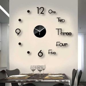 Wall Clocks 27inch Wall Clock Creative DIY Wall Clocks 2D Acrylic Mirror Stickers Living Room Quartz Needle Europe horloge Home Decor