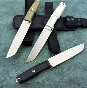 Högkvalitativ T4000s Survival Straight Knife N690 Titanbeläggning Tanto Blade Full Tang Gummiplasthandtag Fixade bladknivar med nylon Mantel