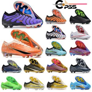 디자이너 한정판 축구 신발 Mercurial XV Super 9 FG Football Boots 엘리트 Ronaldo Cristiano Blue Bonded Purple Slip-on Shoes Cleats Trainer