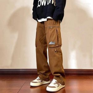 Men's Pants Spring Autumn Male Loose Casual Pockets Straight Cargo Ladies Elastic Waist All-match Trend Fashion Vintage Trousers Men