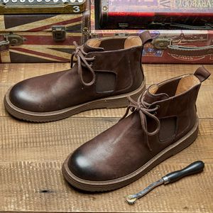 Vintage British Style Men's Quality Couro genuíno Designer confortável Man New Business Suede Sapatos Botas