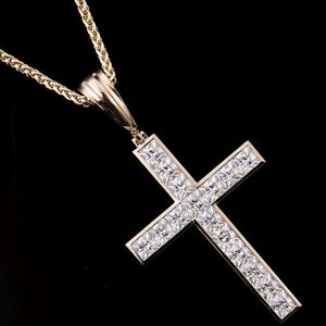 Moda 925 prata esterlina banhado a ouro cruz colar d vvs moissanite cruz pingente colares para mulheres jóias por atacado