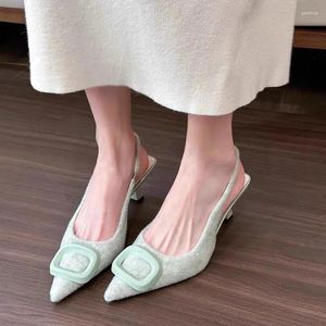 Sandaler Suede Pointed Toe Women Shoes High Heels Sexig festklänning 2024 Grunt Walking Pumps Femme Zapatos stilettos