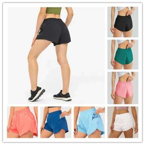 Womens Lu-33 Yoga Shorts Hotty Calças Quentes Bolso Secagem Rápida Acelerar Roupas de Ginástica Roupa Esportiva Respirável Fitness Cintura Elástica Alta Leggi 68