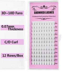 False Eyelashes 12 Rows Mixed Length Premade Russian Volume Fans Lashes Faux Mink Eyelash Extensions 007 CD Curl 3D10D Extensio5446841