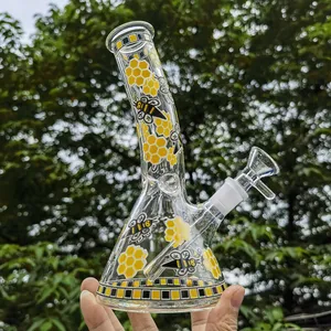 7,87 polegadas Hookah Honeybee Glass Water Pipe Bong Precolator Bubble Beaker Bong + Glass Bowl