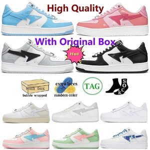 Com caixa sapatos casuais tênis tênis treinadores moda designer rosa couro preto branco combinação cinza para homens mulheres pastel pacote abc camo