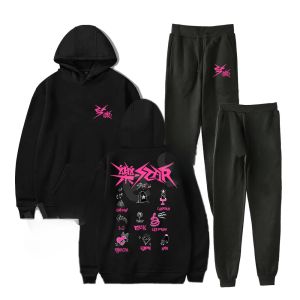 Kpop Stray Kids Rock-Star Albüm Kadın Spor Giyim Setleri Sıradan Trailsuit İki Parça Set Üst ve Pantolon Ter Takım Kadın Outifit