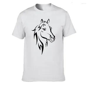 Мужские футболки Летние мужские футболки Модные тонкие хипстерские футболки с принтом лошади Высокое качество с круглым вырезом с короткими рукавами Хлопковые повседневные футболки больших размеров