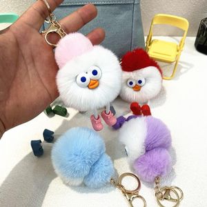 Novo bonito chaveiro de pelúcia dos desenhos animados boneca brinquedo pingente chaveiro para meninas saco ornamento carro chaveiro crianças presentes acessórios