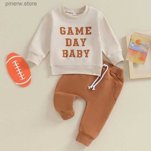 Clothing Sets Lioraitiin 0-3Y Toddler Kid Boys Game Day Clothes Sets Long Sleeve Letter Print Pullover and Drawstring Pants Sets