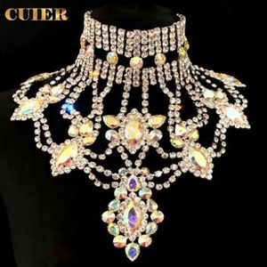 Halsketten CUIER Riesige Größe Abdeckung Brust Champagner SS28 Strass Große Anhänger Halskette für Frauen Choker Schmuck Gute Qualität Drag Queen