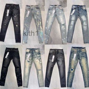 Designer Lila Marke Jeans für Männer Frauen Hosen Sommer Loch Hight Qualität Stickerei Jean Hosen Herren Lila FEDC FVTD