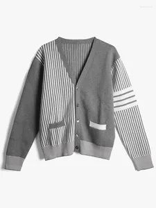 Maglioni da uomo Giacca maglione Cardigan lavorato a maglia color block a righe verticali di alta qualità Top casual ampio alla moda autunno e inverno