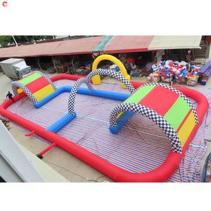 Gratis fartyg utomhusaktiviteter 15x8m (50x26ft) med fläktjätten kommersiell uppblåsbar stötfångare racerbana Gokart Racing Sport Game Toys till salu